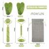 AOKUN Kit 5pzs Rodillo De Masaje De Jade Gua Sha
