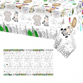 137*274cm Giant Colouring Table Cloth,Coloring Tablecloth for Kids,Paper Tablecloths Animals Rectangular Table Cover for Parties,Art Coloring Educational Tablecloth Party Supplies for Boys Girls