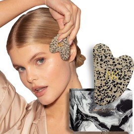 KARIZMA Dalmatian Jasper Jade Gua Sha Massage Tool. Jade Stone Guasha Tool For Face. Gift Boxed Set Skin Scraper Facial Guasha.