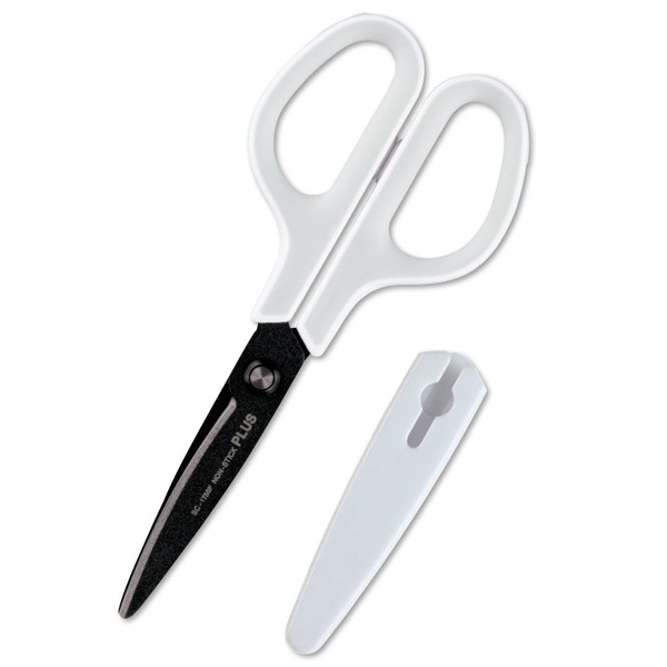 PLUS FITCUT CURB Easy grip [fluorine coating] SC-175SF White/Gray | Sharp cutting and optimal comfort scissors - [Japan Import]