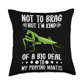 Praying Mantis Clothing And Mantis Accessories Eggs Insect Lover Mini Brass Praying Mantis Throw Pillow, 18x18, Multicolor