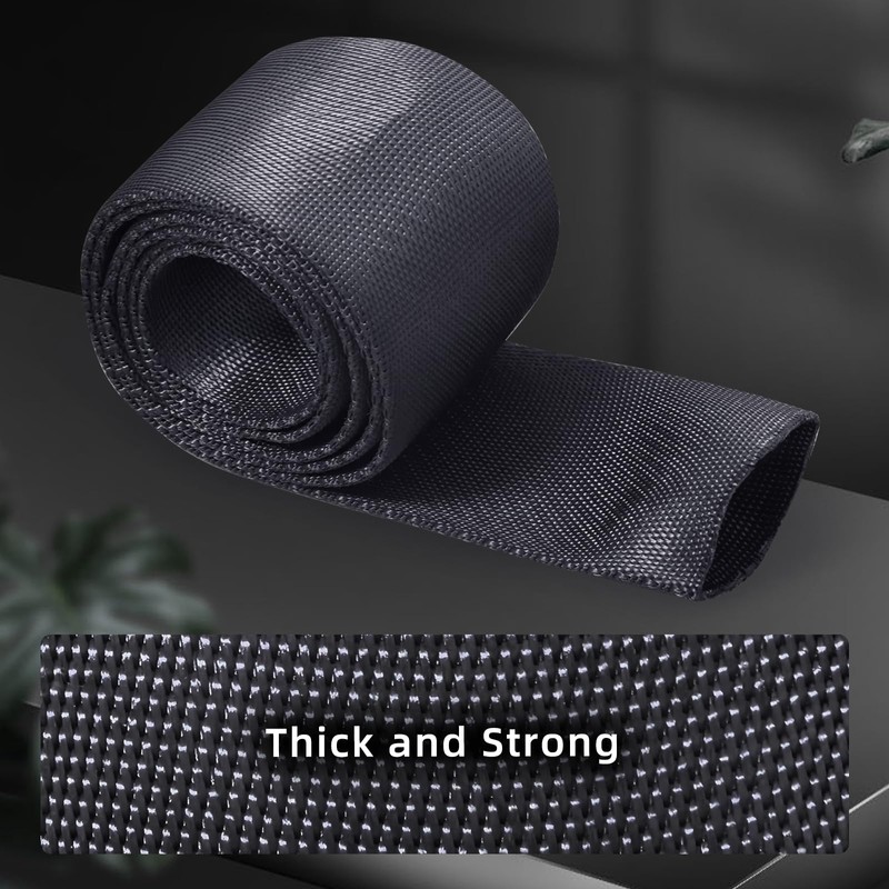 Flylin Winch Rope Protector, Universal Polyester Winch Rope Sleeve, Black,