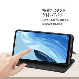 OPPO Reno9 A/Oppo Reno7 A Case Notebook Type Reno 7A OPG04 A201OP Notebook Type Leather Case Card Storage Built-in Magnetic Black