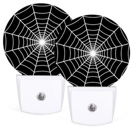 LLCXCSI Black Spider Web Plug-in Led Night Light with Auto Dusk to Dawn Sensor for Boys Girls Room Decor, Wall Lamp Nightlights for Hallway,Bedroom, Kids Room, Kitchen, Stairway, (0.5W, 2 Pack)