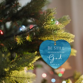 ignytiger Religious Christmas Ornaments, Be Still and Know That I am God Christian Christmas Ornaments for Christmas Tree, Mini Christmas Tree Ornaments, Christian Gifts for Women
