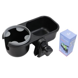 LUFFCABO Universal Stroller Snack Tray with Stroller Cup Holder Attachment and Stroller Tray to Hold Cup Holder for Stroller, 2 in 1 Stroller Accessories with Stroller Tray Attachment (Grey)