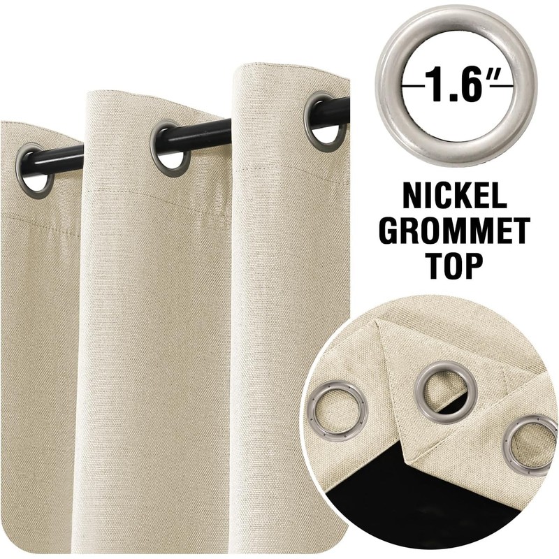 H.VERSAILTEX 90% Blackout Linen Curtains 84 Inches Long for Bedroom/Living