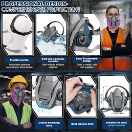 Respirator Gas Mask, Reusable 6503QL Respirator with 2097 Filters, Dust Mask against Chemicals Organic Vapors Gases Formaldehyde for Woodworking Spray Paint Welding Painting Sanding Epoxy Resin Work