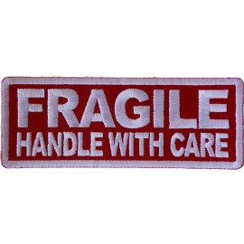 Ivamis Fragile Handle with Care Funny Iron on Patch- 4x1.5 inch - P6579