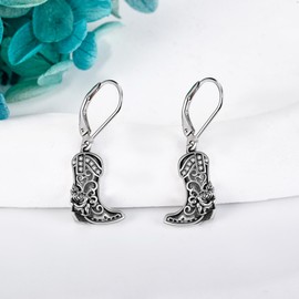 Western Cowgirl Boot Earrings Sterling Silver West Cowgirl Cowboy Texas Dangle Earrings Western Style Jewellery Gifts for Women