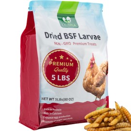 5LB Dried Black Soldier Fly Larvae for Chickens,Turkeys,86X High Calcium Grubs Than Bulk Dried Mealworms for Laying Hens,100% Natural Non GMO BSF Larvae for Chicken Treats High Protein Wild Birds Feed