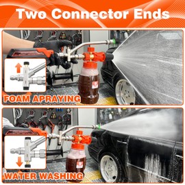 RIDGE WASHER Pressure Washer Gun Foam Cannon with Dual Connector Accessory, Double Tip Attachment for Foam Blaster, Stainless Steel Car Wash Foam Gun, 1/4" Quick Connect, 4000 PSI