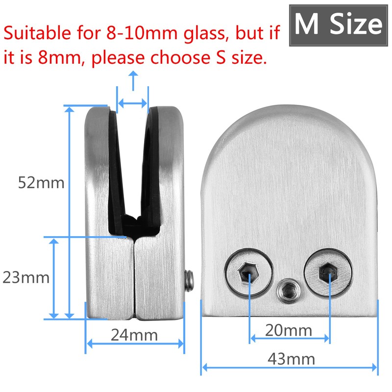 Proster Glass Clamps 8 PCS 9-10mm Stainless Steel 304 Glass