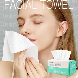 Cleon Cleansing Towels, Facial Towels, 80 Sheets x 3 Packs, 7.9 x 7.9 inches (200 x 200 mm), Large, Extra Thick, Natural Material, Suitable for Sensitive Skin|Wet & Dry Hygienic