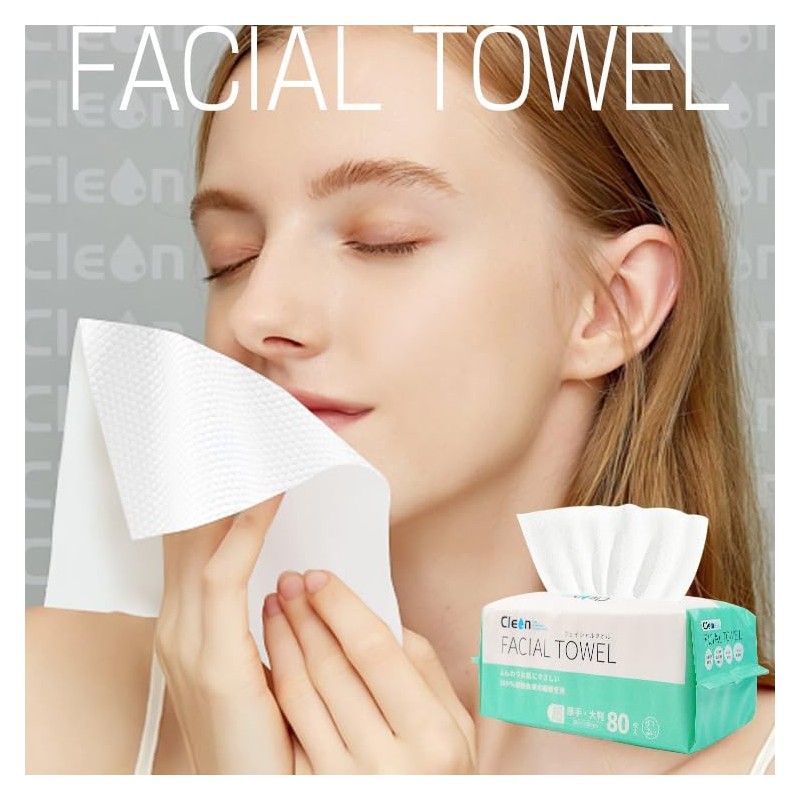 Cleon Cleansing Towels, Facial Towels, 80 Sheets x 3 Packs,