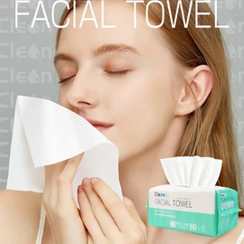 Cleon Cleansing Towels, Facial Towels, 80 Sheets x 3 Packs, 7.9 x 7.9 inches (200 x 200 mm), Large, Extra Thick, Natural Material, Suitable for Sensitive Skin|Wet & Dry Hygienic