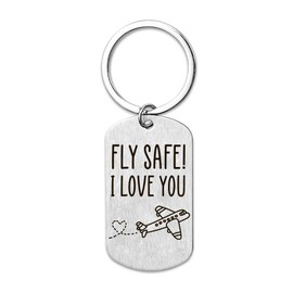 Pilot Gifts Keychain Flight Attendant Gifts for Men Women Birthday Christmas Gifts for Travelers Fly Safe Key Ring Aviation Gifts for Women Men Pilot Accessories with Airplane Keychain