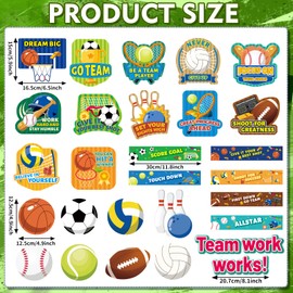 Sports Motivational Bulletin Board Set with Border Borders Sports Theme Cutouts Baseball Football Paper Cut Out Teamwork Positive Sayings Accents Decor for Teachers Class School