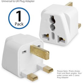 NoBrand Universal to UK Outlet Plug Adapter, Type G Socket Converter - White, Plug Adapt