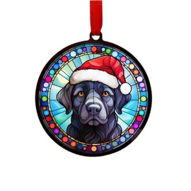 Image Industry Labrador Black in Santa Hat Suncatcher Decoration - Christmas Tree Bauble - Dog Lovers - Stocking Filler - Baubles
