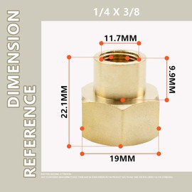 Bwintech 6 Pcs 1/4" Female to 3/8" Female BSP Thread Brass Reducing Coupling Connector for Pipe Connecting Conversion