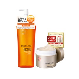 Dr. Ci Labo VC 100 Essence Lotion EX V 9.0 fl oz (285 ml) Aqua Collagen Gel Enrich Lift EX a 7.1 oz (200 g) Set (Vitamin C Lotion, Pore Tightening, Highly Moisturizing, Dryness, Sensitive, Pore