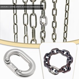 LT Easiyl 2 Pezzi 6mm In Acciaio Inossidabile 316 Maglie Di Catena Di Collegamento Divise Connettore Di Collegamento A Catena Per Carichi Pesanti Per Collegamento A Catena 22x12mm Argento