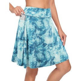 KORALHY 20" Knee Length Tennis Skirt, Women's Active Athletic Skort Lightweight Skirt Perfect for Running Training Sports Golf Badminton Dance Cheerleader Tie Dye M