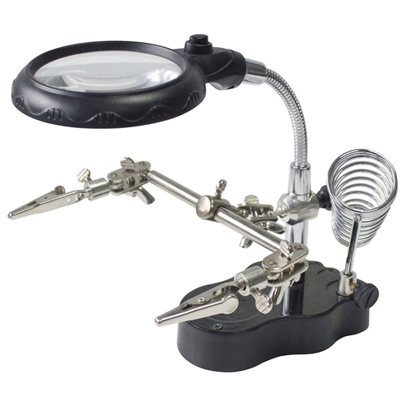 LED Magnifying Magnifier Glass with Light On Stand Clamp Arm