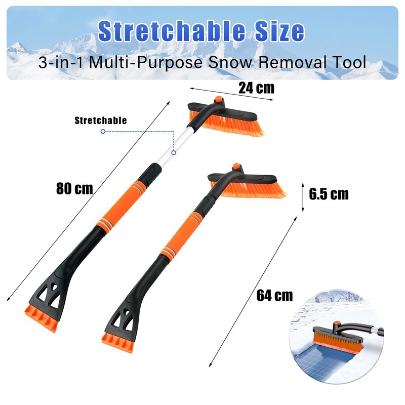 Desdira Car Ice Scraper, 2 in 1 Snow Brush with