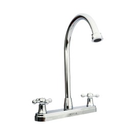 Mezcladora para Fregadero Cruz Baston 8" Entre Orificios | Acero Inoxidable y ABS Cromado | Mezcladora para Fregadero con Aereador Ahorrador de Agua y Cartucho de Alta Durabilidad | FONTHY