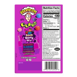 WARHEADS Berry Cubes - Sour, Sweet Berry Mix - Wildberry, Cloudberry, Blueberry, & Sourberry Flavors - 3.5 oz. Theater Boxes - 2 Pack