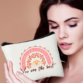 16 Bolsas de Cosméticos de Maquillaje de Lona Arcoíris Lienzo de Citas Motivacionales Estuche de Viaje de Aliento de Tocador