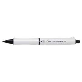 Pilot The Dr. Grip Black Accent, Advanced Mechanical Pencil with Ergonomic Grip, Shake Shake Lock Mechanism, 50% Operational Noise Reduction, 0.5mm Lead, Matte White, HTDGB-15-MW