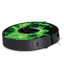 MightySkins Skin Compatible with iRobot Roomba i7 Robot Vacuum - Green Flames | Protective, Durable, and Unique Vinyl Decal wrap Cover | Easy to Apply, Remove, and Change Styles | Made in The USA