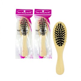 Large Oval Wooden Hair Brush (2-Piece Set) - Cushion and Straight Style Wooden Brush