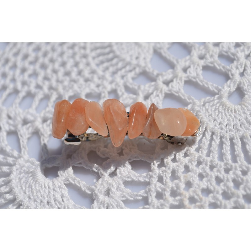 Peach Quartz Stone French Barrette