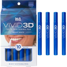 BioSwiss Teeth Whitening Pen Set, Optic Bright Ultra White Mint Tooth Whitener Pens, 4 Pack