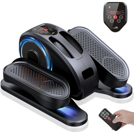 Under Desk Elliptical Machine, Mini Ellipse Leg Exerciser Electric Seated Pedal Fully Assembled Quiet Compact for Seniors Portable Stepper with Remote Control for Home