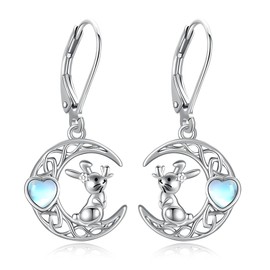 AXOMY Rabbit Earrings for Women 925 Sterling Silver Moon Earrings Cute Bunny Jewelry Rabbit Gifts for Mom Rabbit Lover, No Gemstone