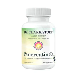 Dr. Clark Pancreatin 8X Enzyme Supplement 500mg | Several Digestive Aids Formulas Promotes Proteins, Fat | Carbohydrates Healthy Supports Optimal Digestion - 100 Gelatin Capsules