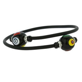 Glass Of Venice Venetian Glamour Bracelet - Black Millefiori, Glass, Crystal