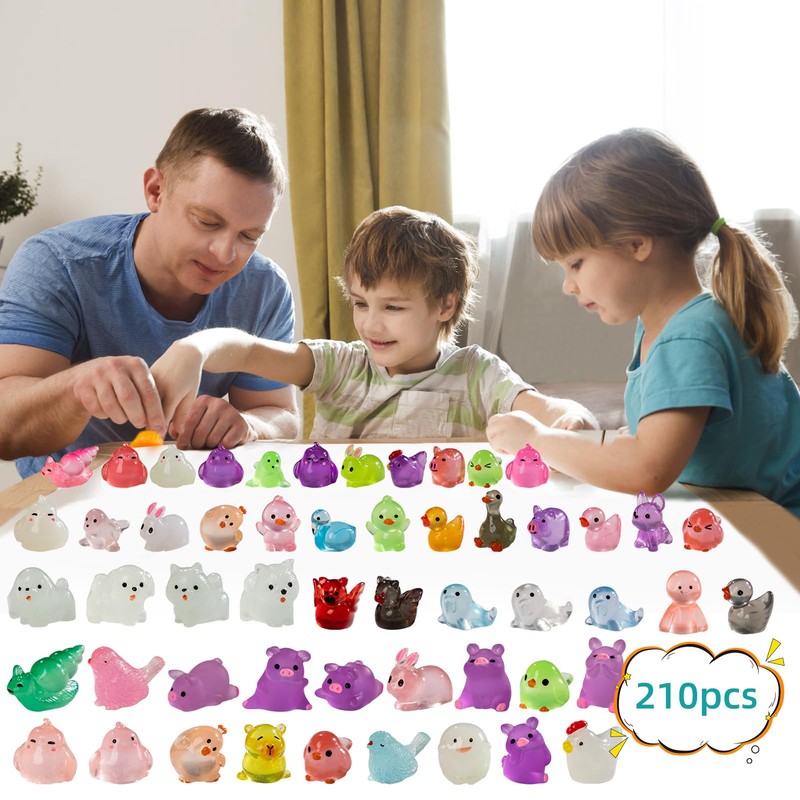 Teenzee 210Pcs Mini Resin Animals Variety Tiny Animals Figures Miniature