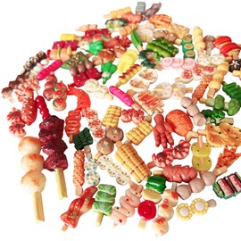 Anrher 100pcs Mini Barbecue Delicious Food Decoration Sets for DIY Dollhouse Pretend Kitchen Play Cooking Game
