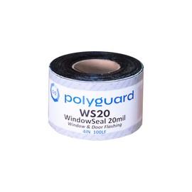 POLYGUARD WindowSeal Window Flashing Tape, 20mil Thick. Waterproof, Self Adhering & Self Sealing. for Window and Door Frames (4" x 100')
