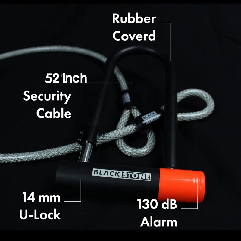 Blackstone Anti-Theft 130 db Alarm U-Lock Heavy Duty w/Security Cable