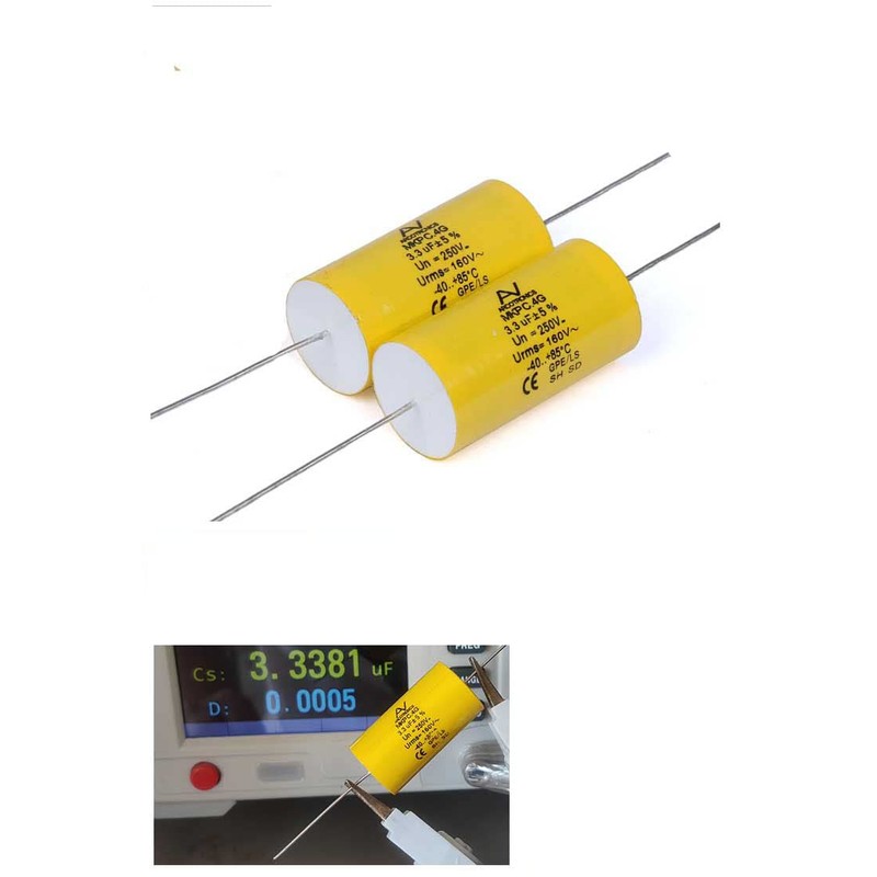 YEGAFE 2pcs 3.3uF 250V Axial Audio Speaker Crossover stepless Film