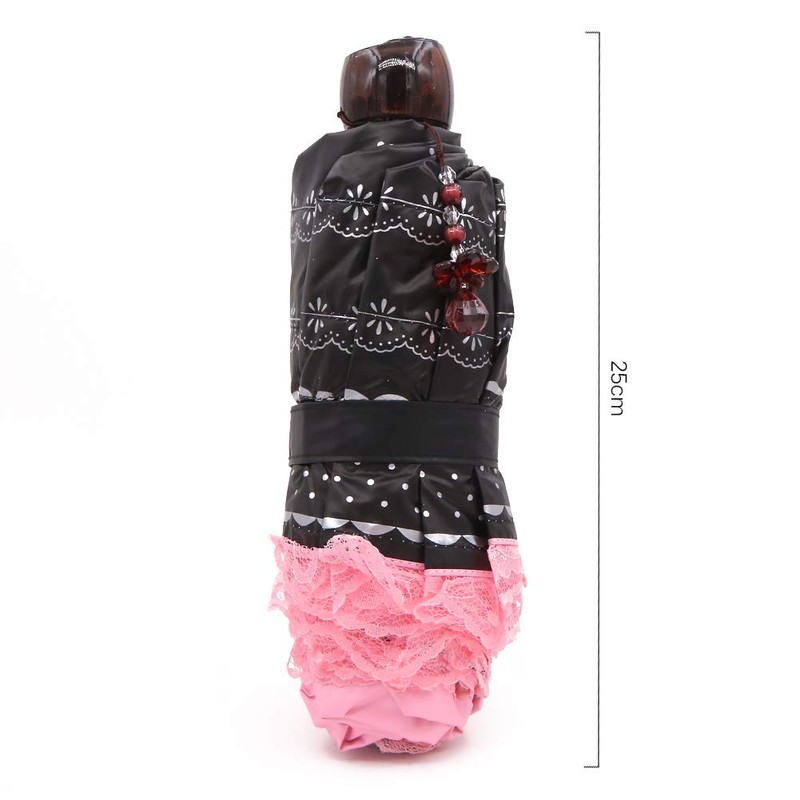 Heart Princess Lace Windproof Folding Sunny and Rainy Umbrella Ultraviolet-Proof
