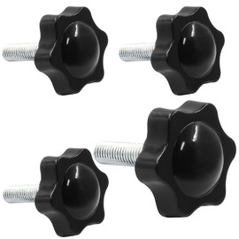 HARSKIYER M8 x 30 Thread Star Knobs, Stainless Steel Hex Grip with Plastic Handle, Clamping Handles for Assortment Fixing (4 Pcs, Hex Shape)