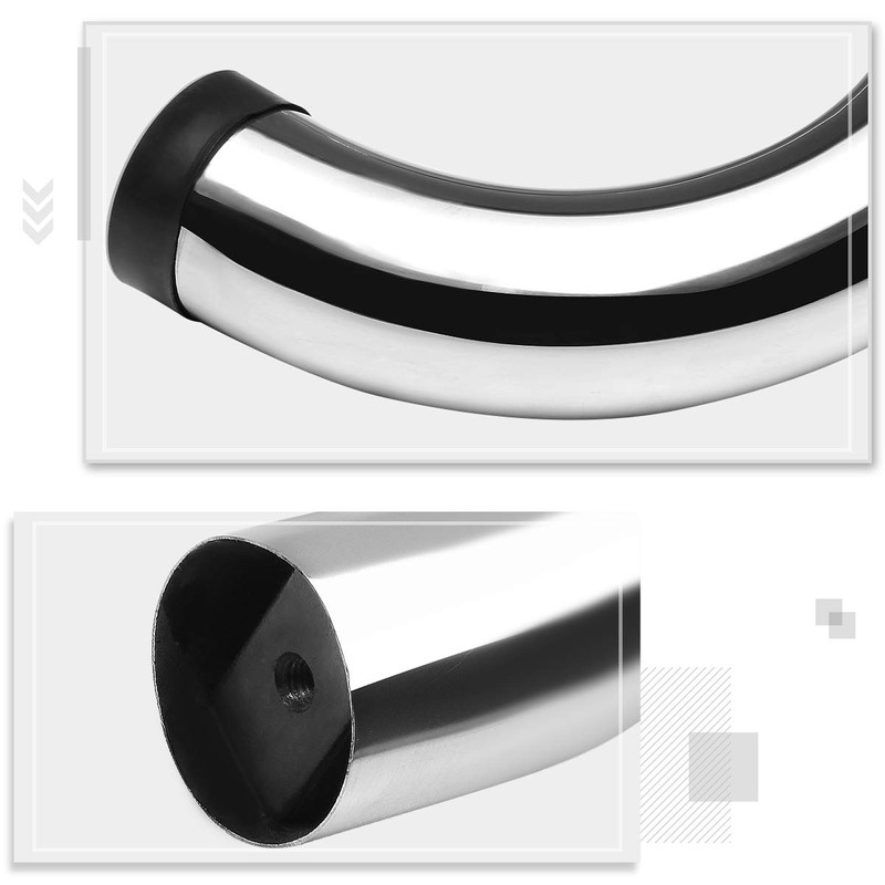 (2Pcs) 3 Inch Chrome Stainless Round Nerf Step Bars Side